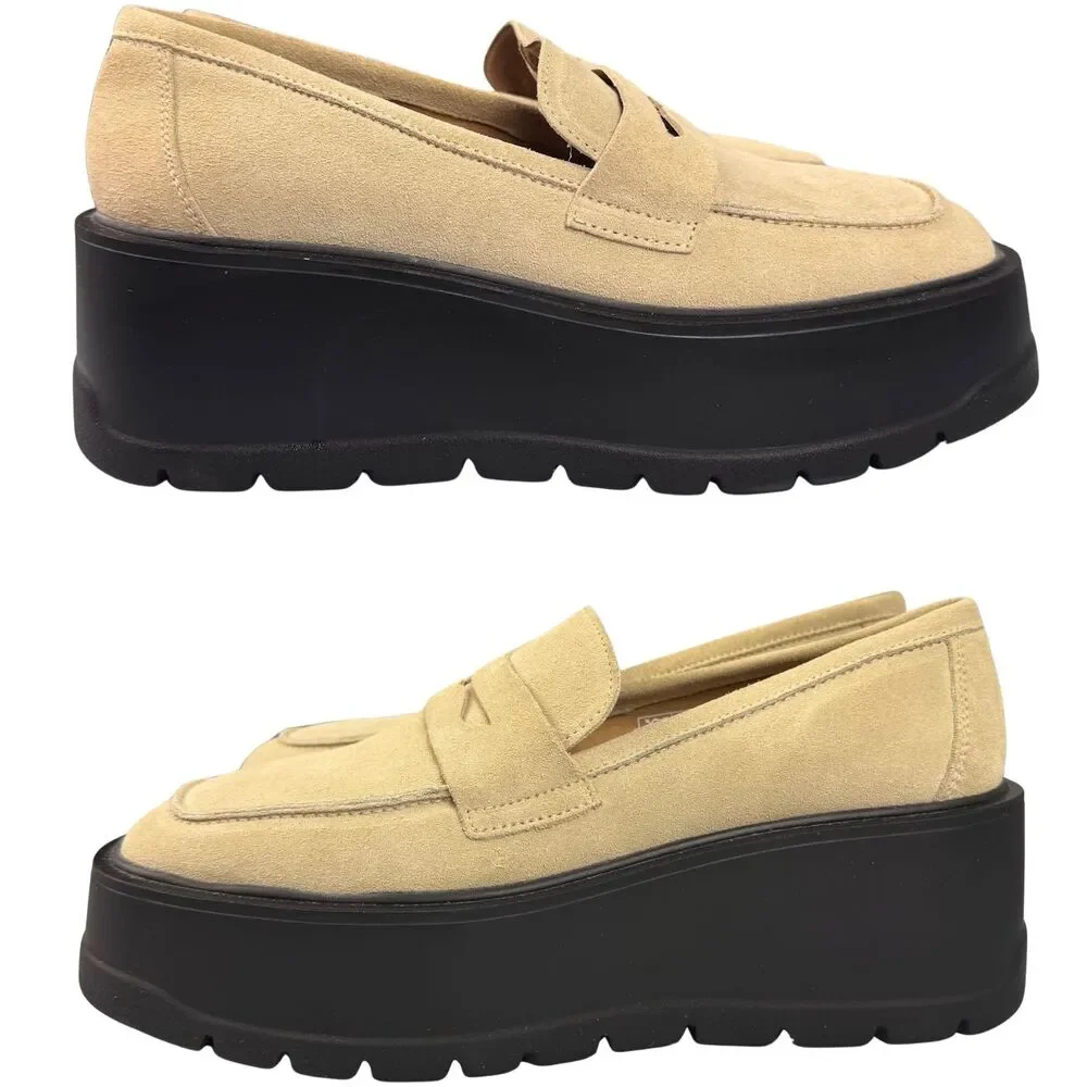 NEW Free People Women’s Loafer Nico Platform Cappuccino Suede‎ 39/8.5 Chunky Y2K
